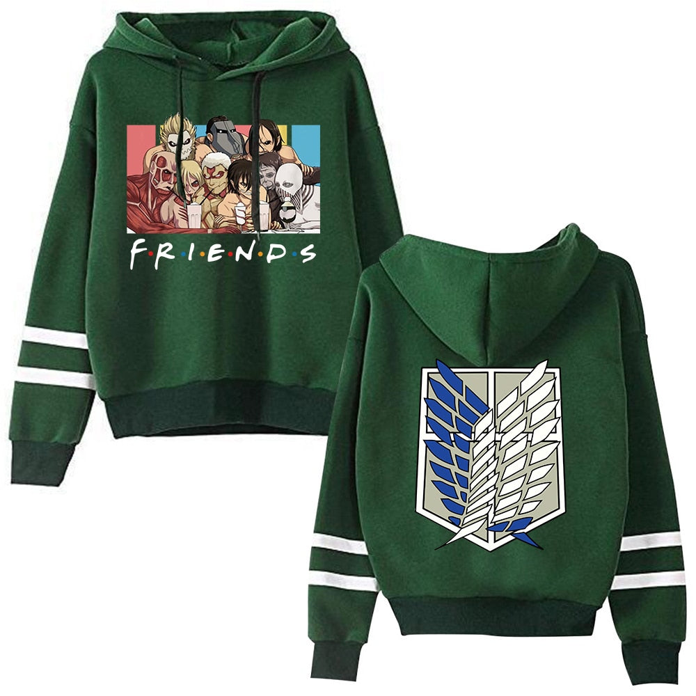 Attack on Titan Long Sleeved Striped Hooded