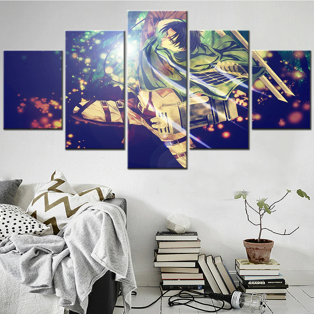 5 Pieces Attack On Titan Modern Wall Art Canvas