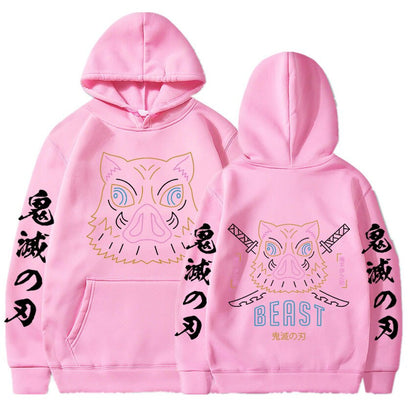 Demon Slayer Hashibira Inosuke Beast Fight Neon Hoodie