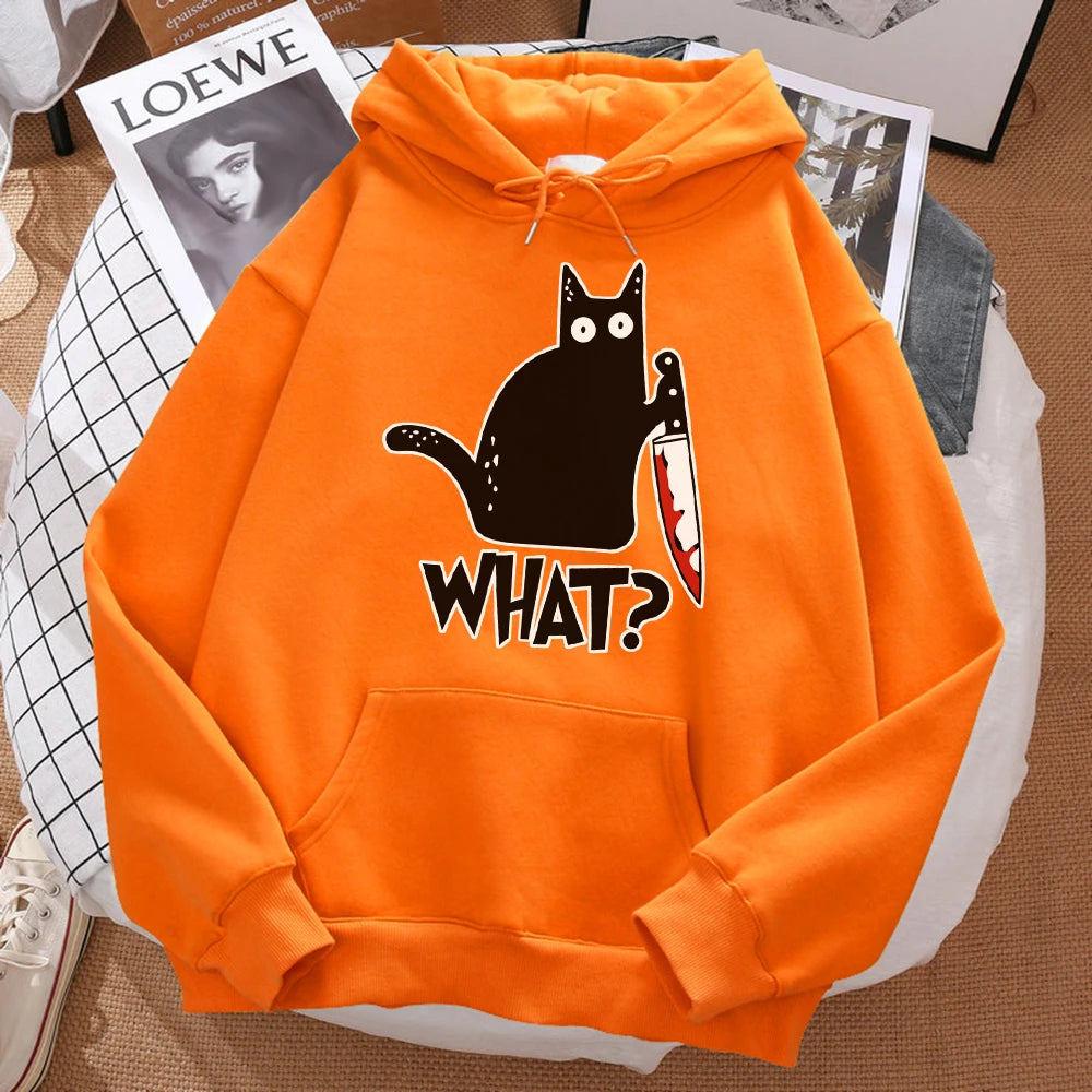 What Cute Little Black Cat Holding A Knife Men Hoodie