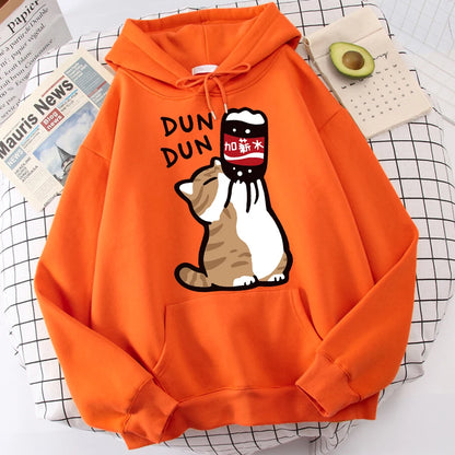 Cartoon Cat Drink Salary Increase Beverages Hoodies