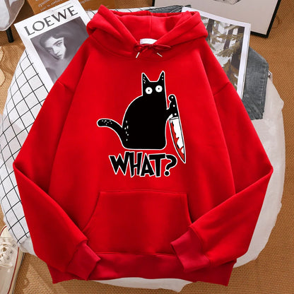 What Cute Little Black Cat Holding A Knife Men Hoodie