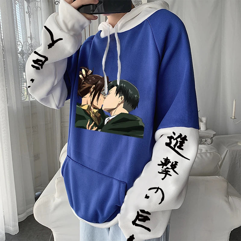 Attack On Titan Levi Ackerman And Hanji Zoe Kiss Funny Hoodie