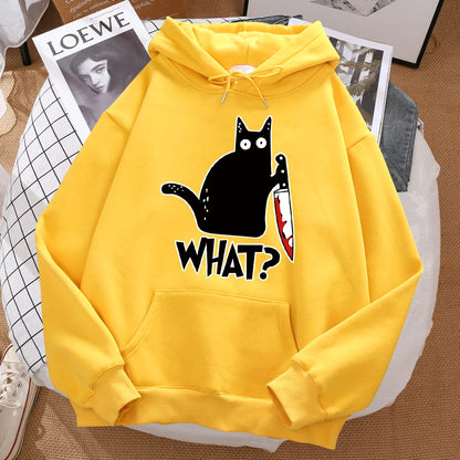 What Cute Little Black Cat Holding A Knife Men Hoodie