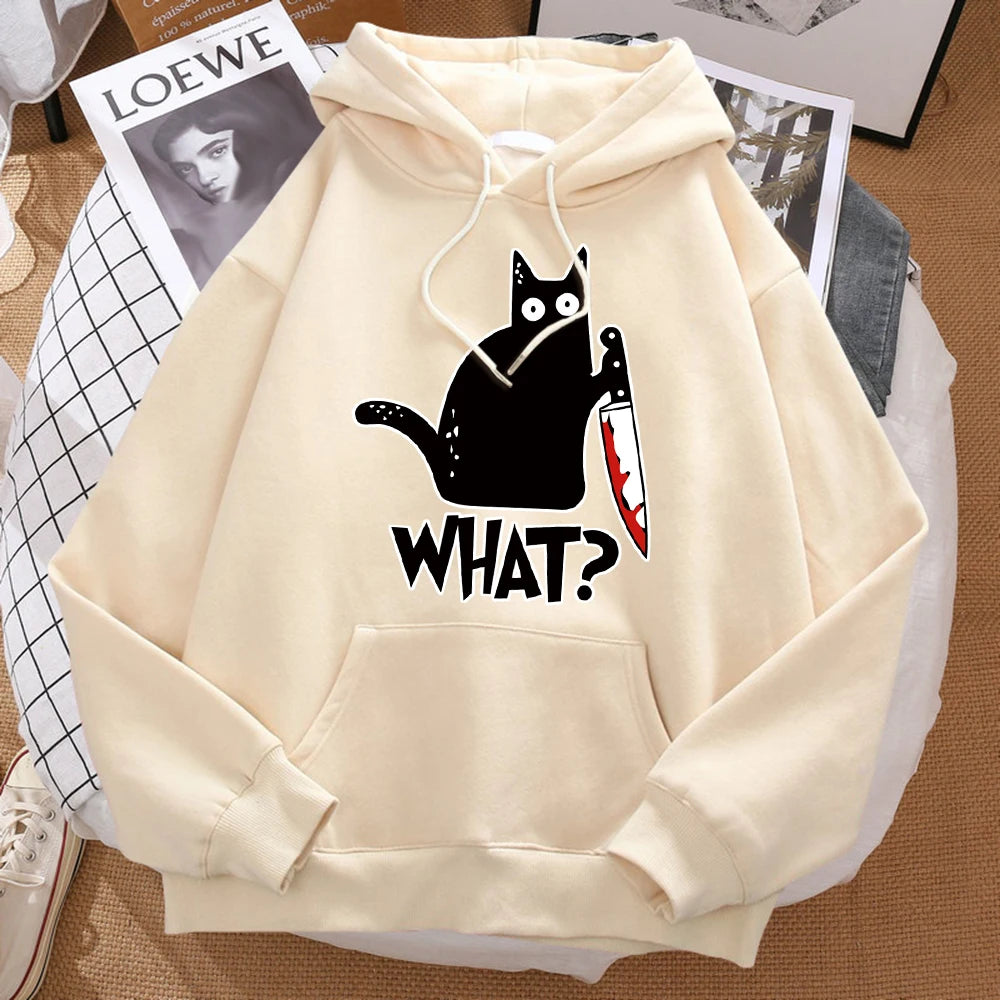 What Cute Little Black Cat Holding A Knife Men Hoodie