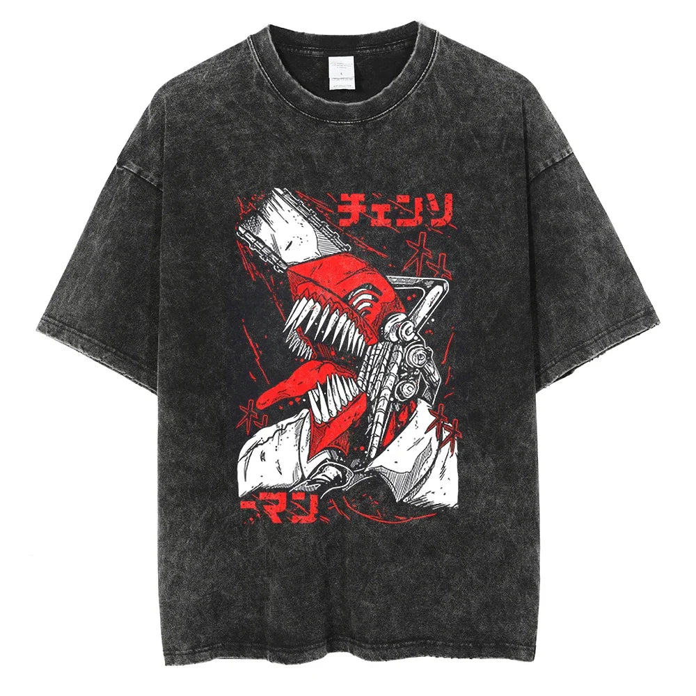 Chainsaw Man Vintage Washed Black T Shirt