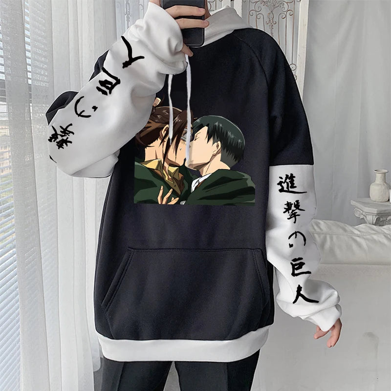 Attack On Titan Levi Ackerman And Hanji Zoe Kiss Funny Hoodie