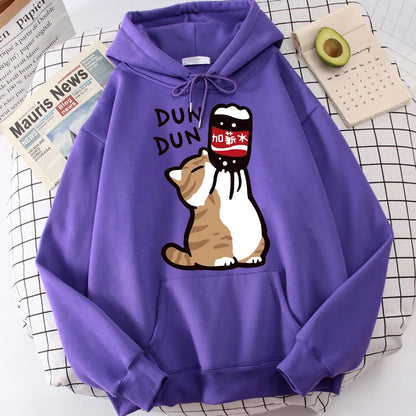 Cartoon Cat Drink Salary Increase Beverages Hoodies