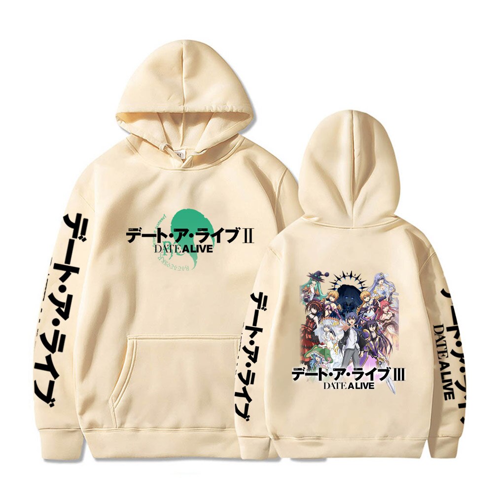 Date A Live Tokisaki Kurumi Yatogami Tohka Friend Itsuka Shido Print Hoodie