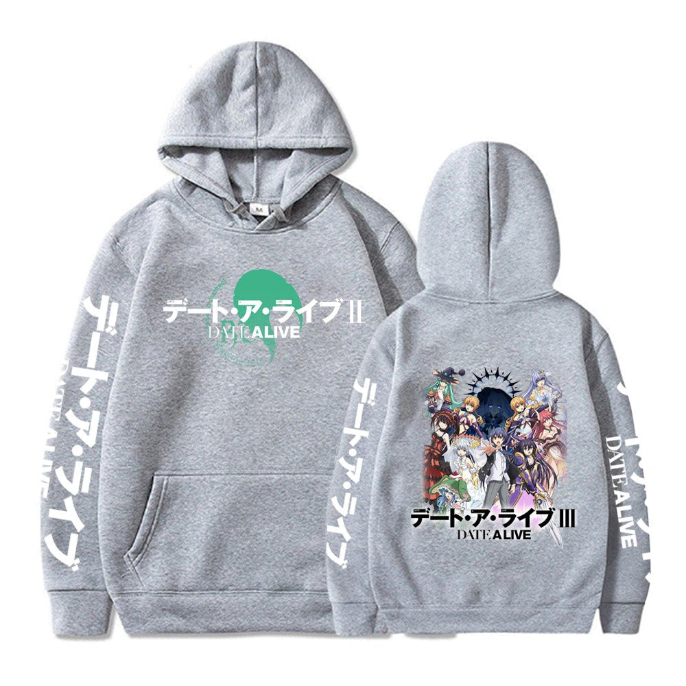 Date A Live Tokisaki Kurumi Yatogami Tohka Friend Itsuka Shido Print Hoodie