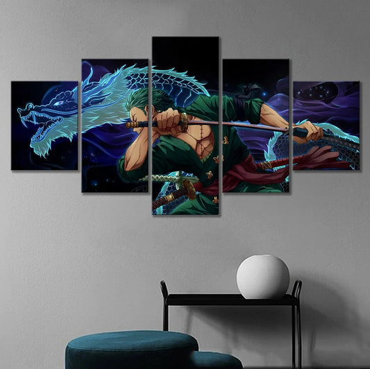 5 Piece One Piece Roronoa Zoro Wall Art Canvas