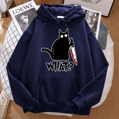 What Cute Little Black Cat Holding A Knife Men Hoodie