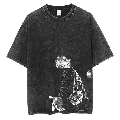 Chainsaw Man Retro Vintage Washed Printed T-Shirt