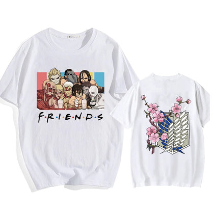 Attack On Titan Friends Printed Short Sleeve T-Shirts