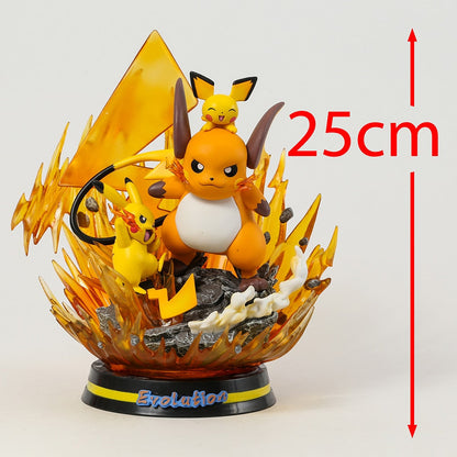 Pokemon Evolution Raichu Pikachu Pichu Light Up Statue Figure