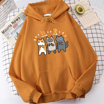 Three Cats Are Applauding And Cheering Mans Wei Hoodie