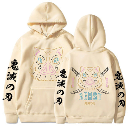 Demon Slayer Hashibira Inosuke Beast Fight Neon Hoodie