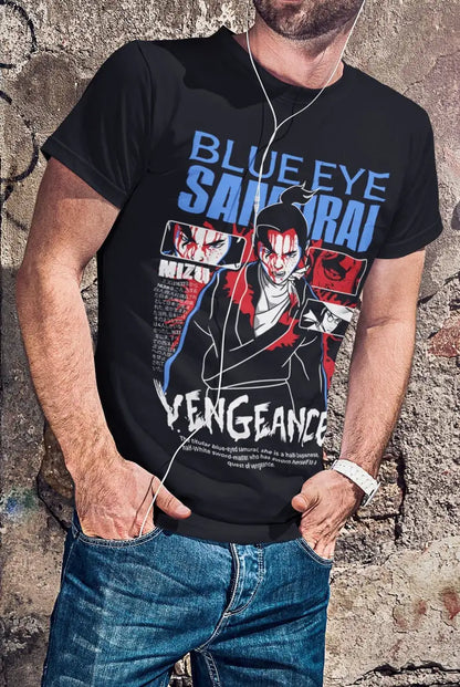 Blue Eye Samurai inspired Mizu black T-shirt