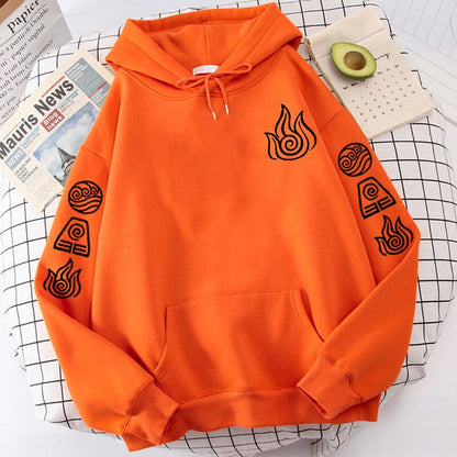 Avatar The Last Airbender Water Air Fire Earth Print Hoodie