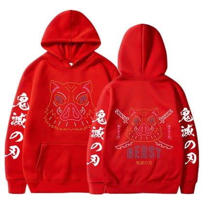 Demon Slayer Hashibira Inosuke Beast Fight Neon Hoodie