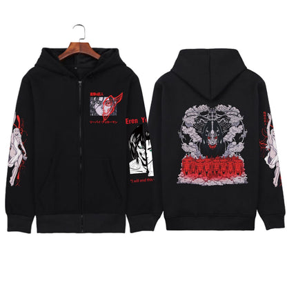 Bleach Print Zipper Hoodie