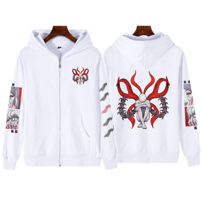 Bleach Print Zipper Hoodie