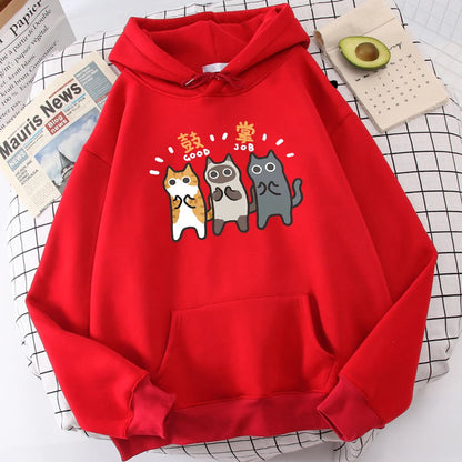 Three Cats Are Applauding And Cheering Mans Wei Hoodie