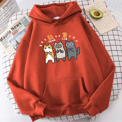 Three Cats Are Applauding And Cheering Mans Wei Hoodie