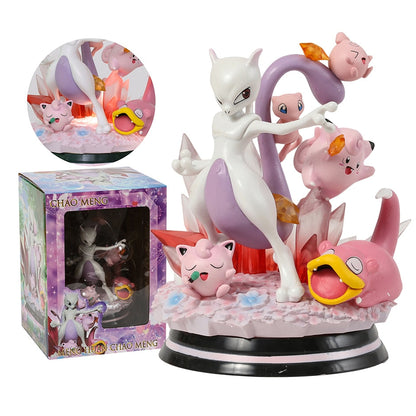 Pokemon Mewtwo Mew Jigglypuff Slowpoke Clefairy Igglybuff Lapras Squirtle Vaporeon Wooper Marill Light Up Figure