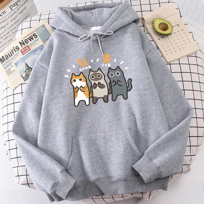 Three Cats Are Applauding And Cheering Mans Wei Hoodie