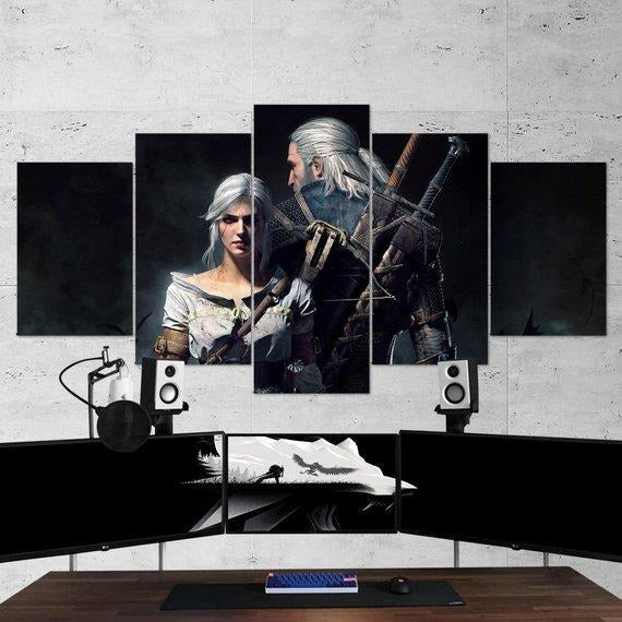 The Witcher Geralt Of Rivia And Ciri Wall Art Canvas