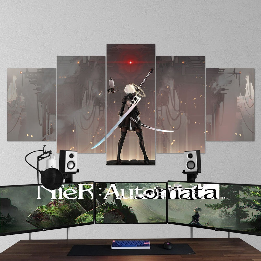 5 Piece Nier Automata 20 – 2B Katana Wall Art Canvas