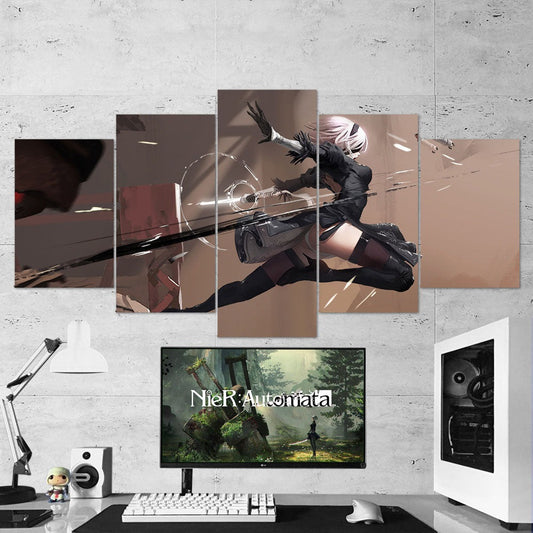 5 Piece Nier Automata 21 – Yorha 2B Wall Art Canvas