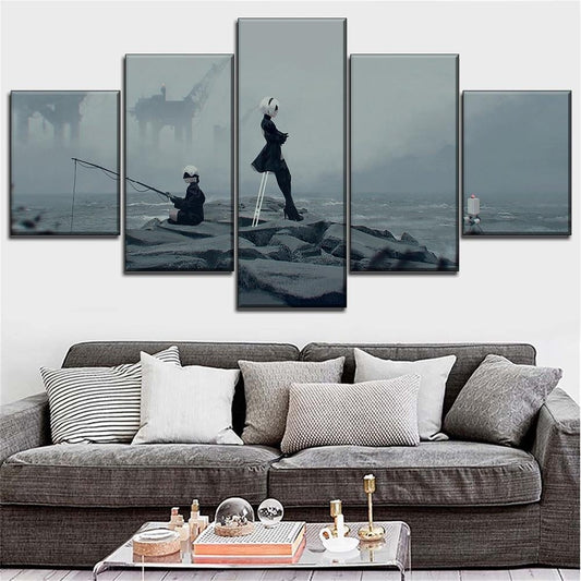 5 Piece NieR Automata Couple Romantic Scene Wall Art Canvas