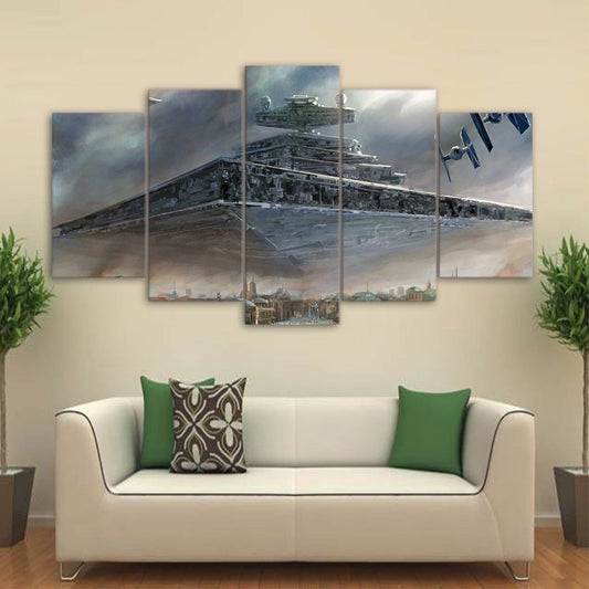 5 Piece Star Wars Empire Mother Battle Ship Wall Art Canvas