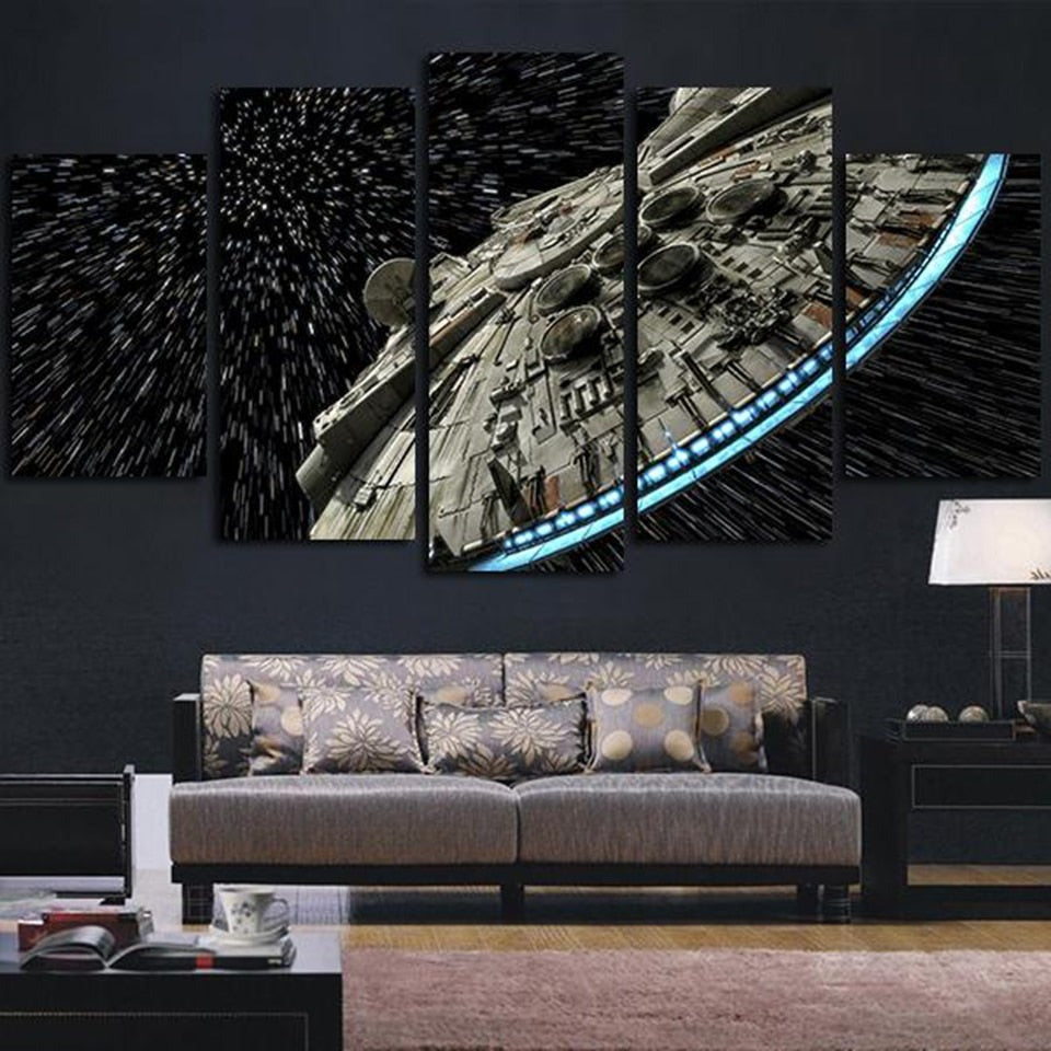 5 Piece Star Wars Movie Millennium Falcon Wall Art Canvas