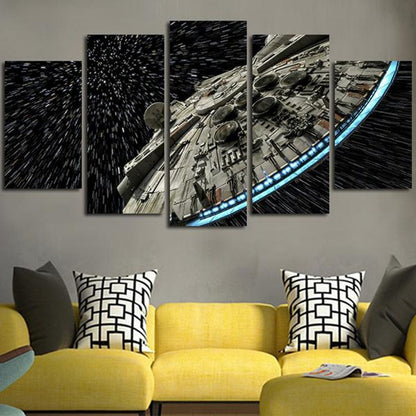 5 Piece Star Wars Movie Millennium Falcon Wall Art Canvas