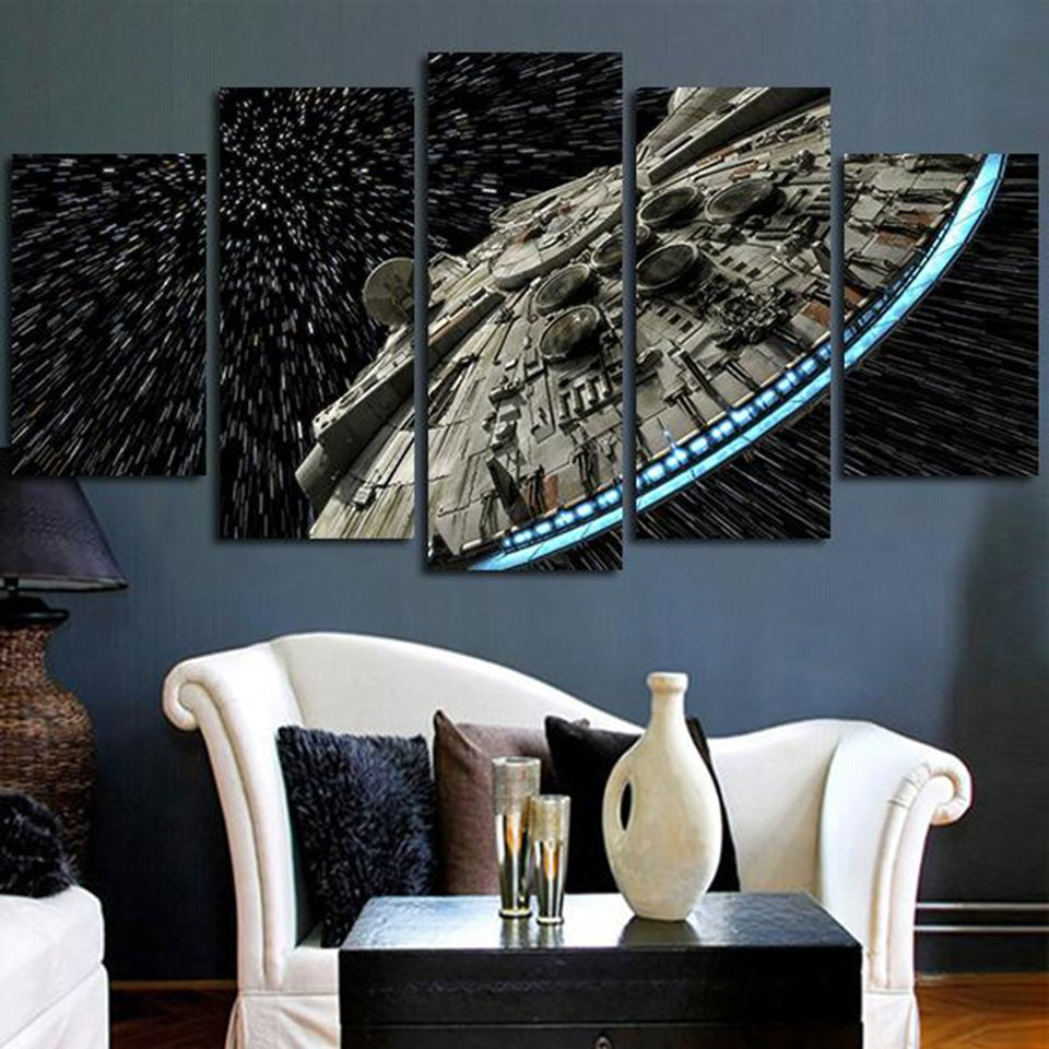 5 Piece Star Wars Movie Millennium Falcon Wall Art Canvas