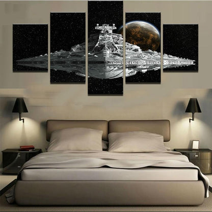 5 Piece Star Wars Movie Empire Spaceship & Planet Wall Art Canvas