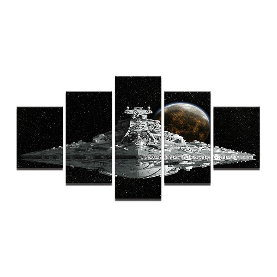 5 Piece Star Wars Movie Empire Spaceship & Planet Wall Art Canvas