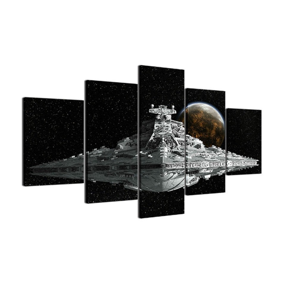 5 Piece Star Wars Movie Empire Spaceship & Planet Wall Art Canvas