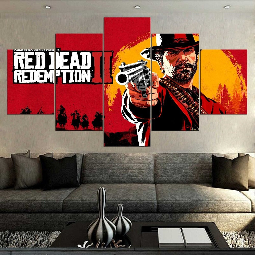 5 Piece Red Dead Redemption Western Wall Art Canvas