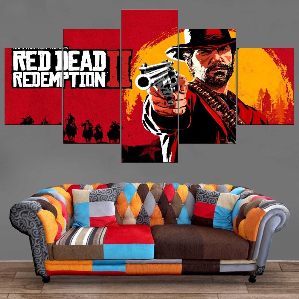 5 Piece Red Dead Redemption Western Wall Art Canvas