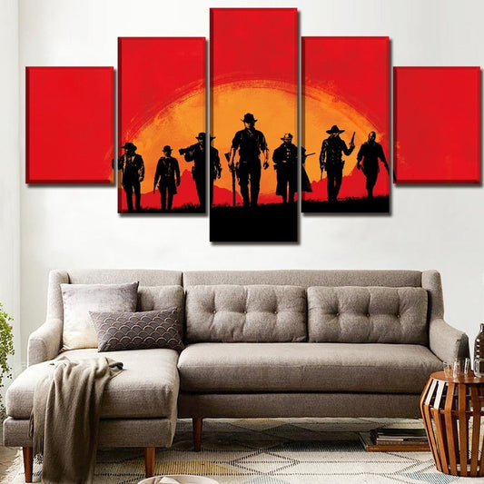 5 Piece Red Dead Redemption Western Wall Art Canvas