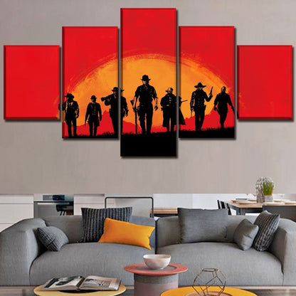 5 Piece Red Dead Redemption Western Wall Art Canvas