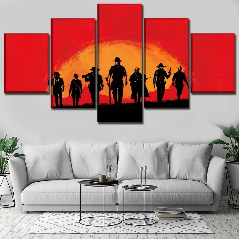 5 Piece Red Dead Redemption Western Wall Art Canvas