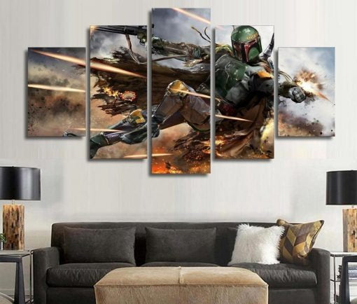 5 Piece Warrior Boba Fett Star Wars Wall Art Canvas